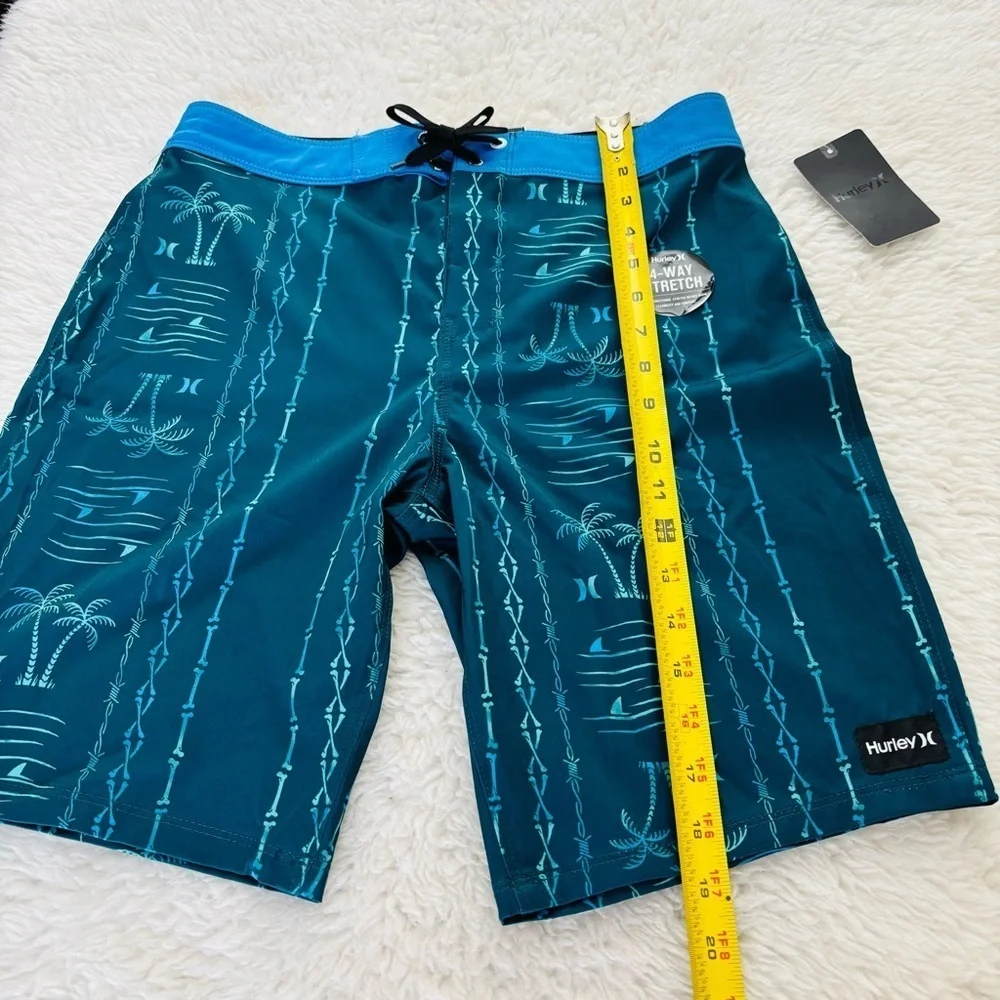 Hurley Blue Swim Shorts with Hieroglyphic Pattern size 16/28